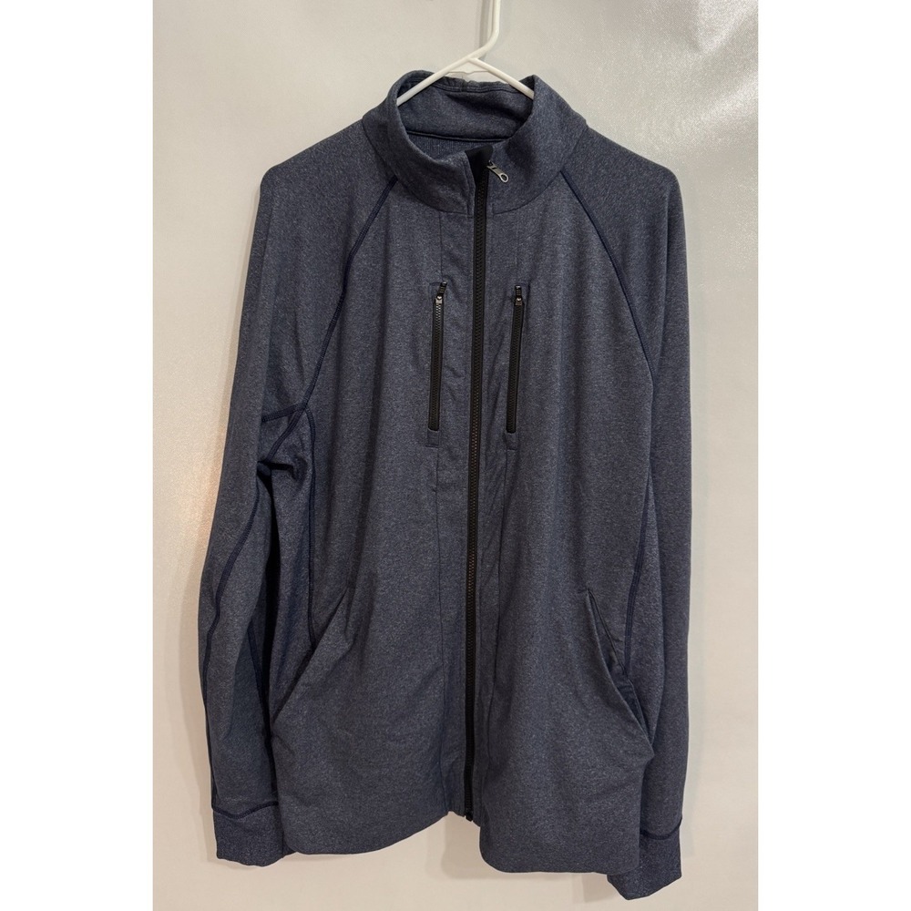 Lululemon Sz XL Mens Blue Heathered Long Sleeve Pockets Full-Zip Track Jacket